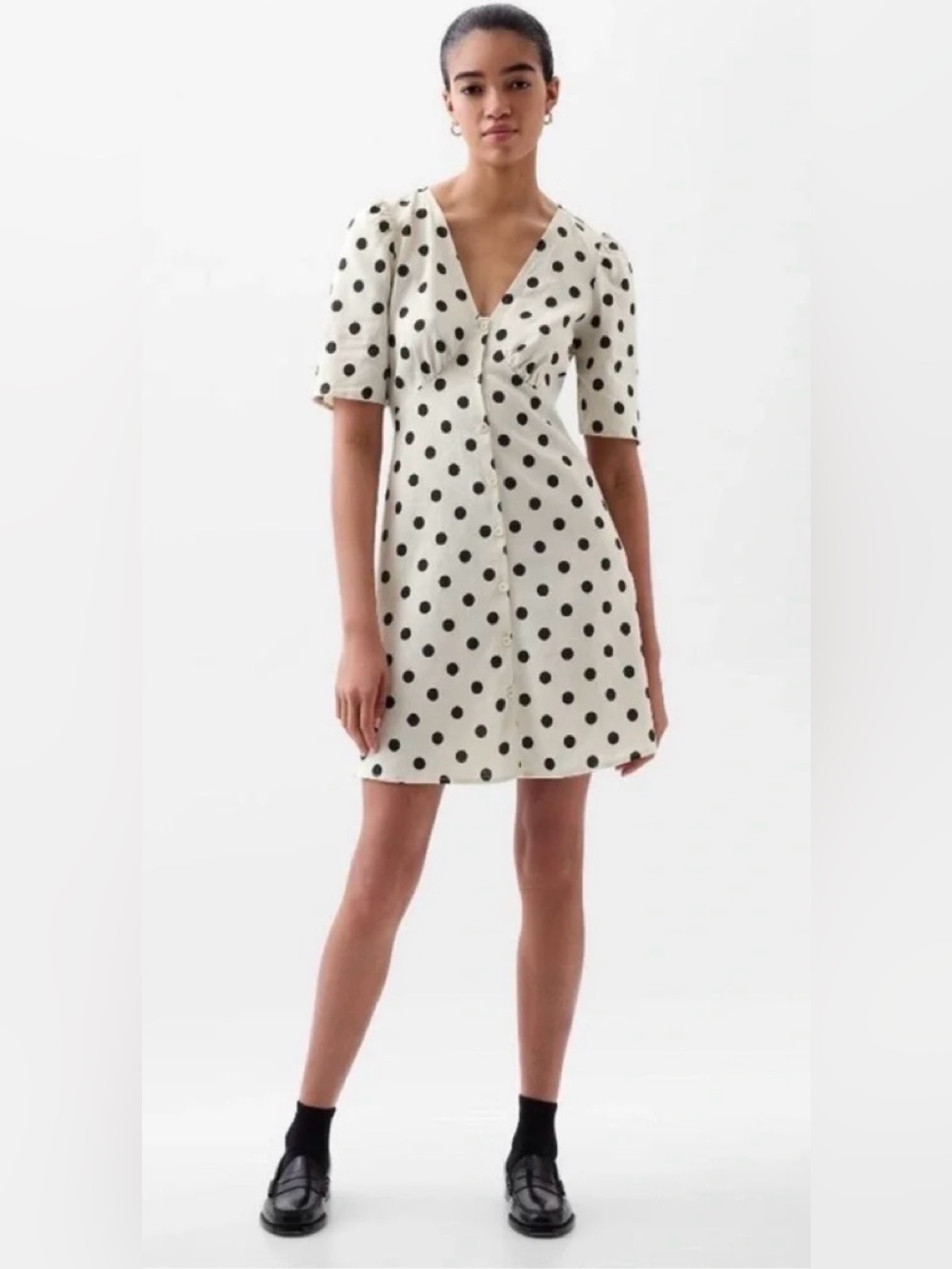 Gap Linen Blend Polka Dot Dress.